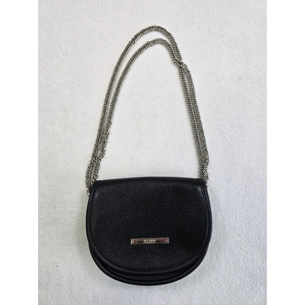 Steve Madden Black Pebbled Crossbody Chain Strap Bag Belt Loops